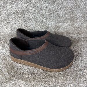 Haflinger Grizzly Gray Wool Comfort Slip On Slippers Clogs Size 38 Women 7